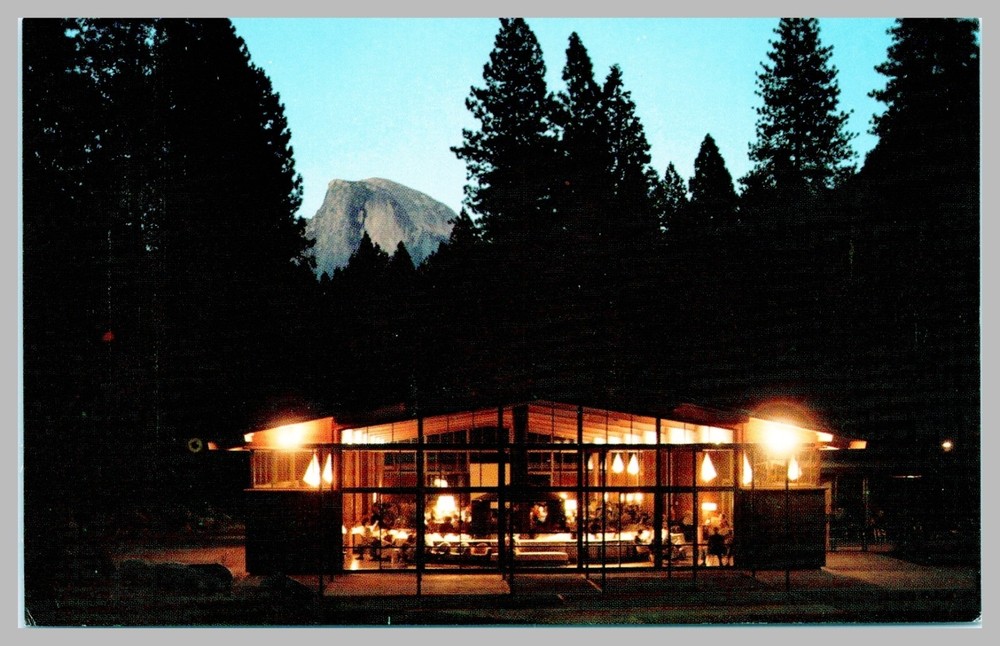 Yosemite National Park California Lounge at Twilight Chrome c1960s UNP Postcard
