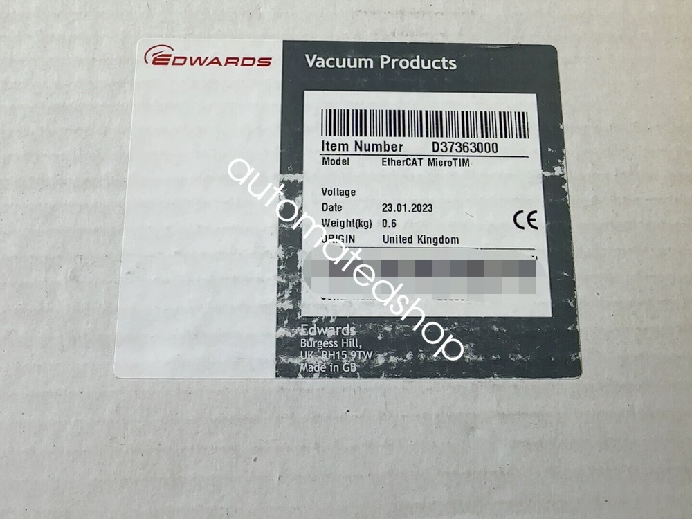 Edwards D37363000 Shipped via DHL Express