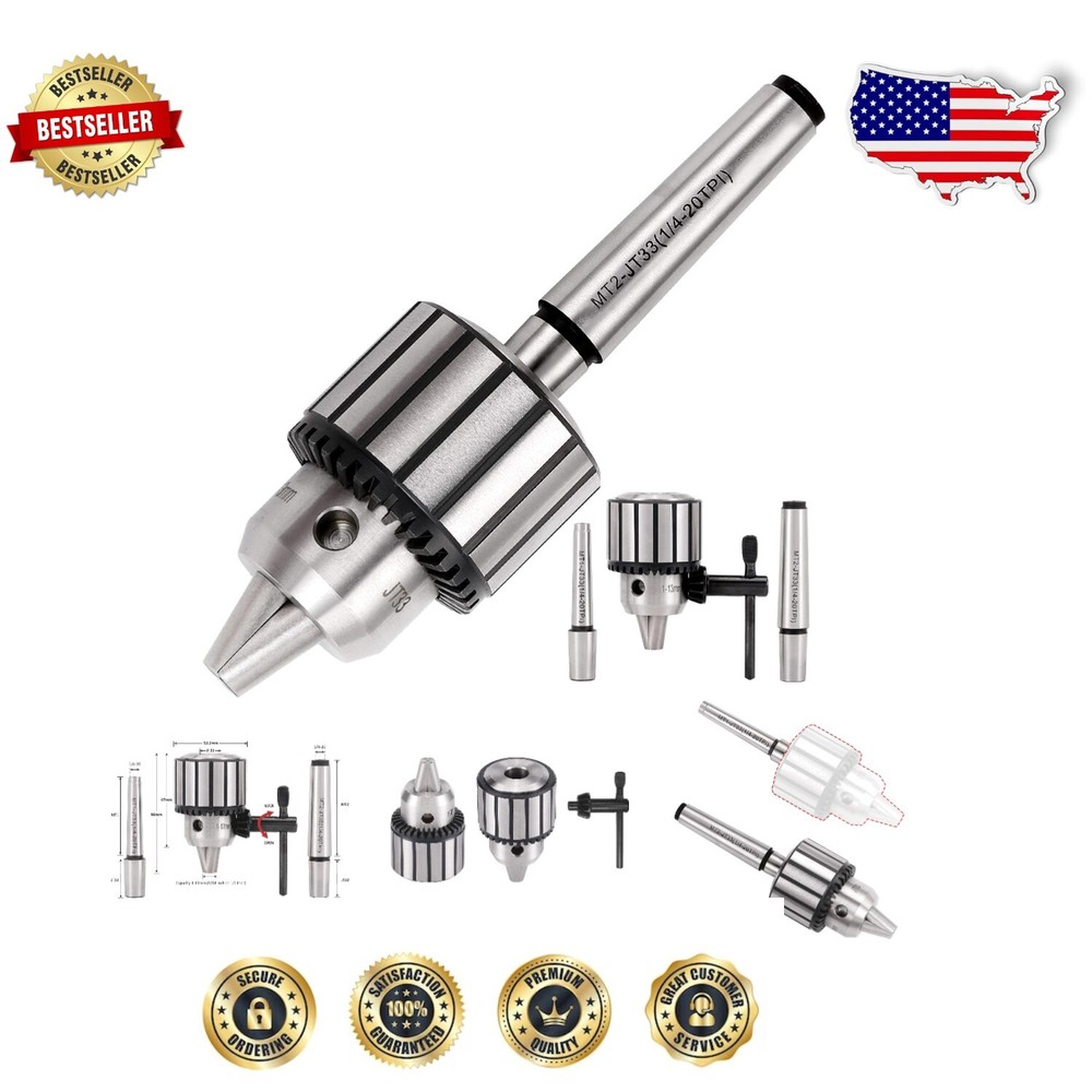 Versatile 1/2-Inch Drill Chuck Set with Key, 4-Piece Alloy Steel & Arbors