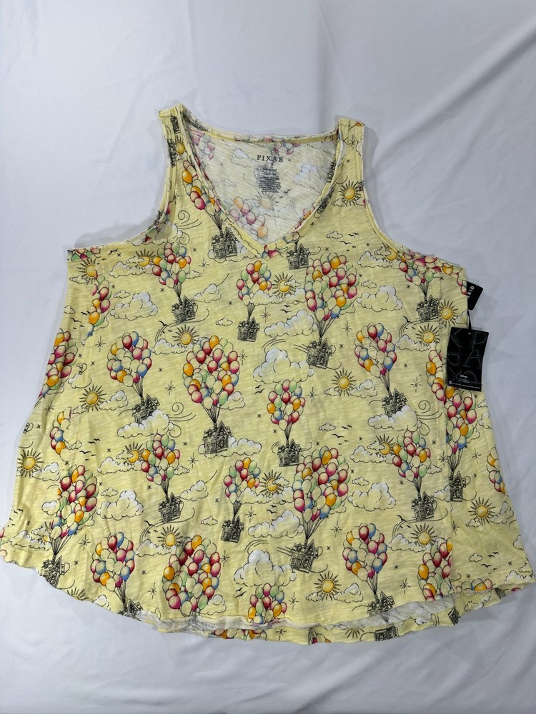 Torrid Disney Pixar Up Yellow House & Balloons Raw Edge Tank Size 1 1x  NWT BR