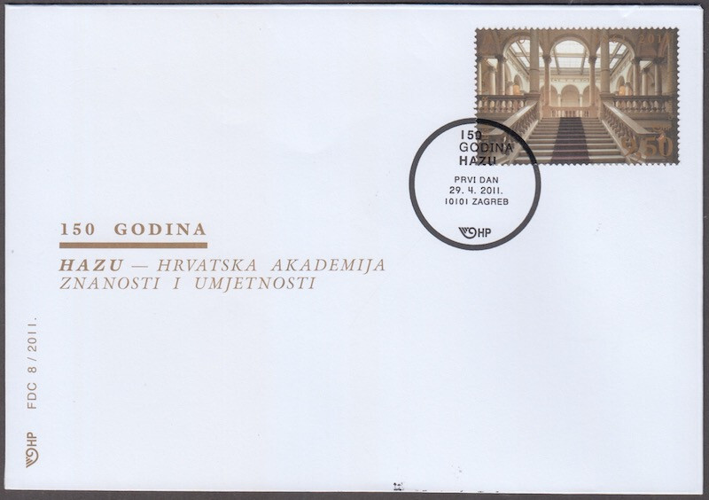 CROATIA Sc #801 FDC 150th ANN CROATIAN ACADEMY SCIENCES ARTS-image