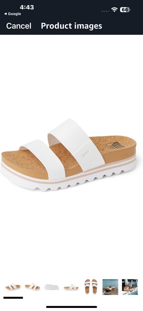 REEF WOMEN'S CUSHION VISTA HI SANDAL SLIP ON VEGAN LEATHER sz 6 M FLURRY BCI6990