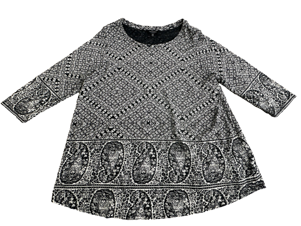 Lucky Brand Women's Blouse.  Boho Chic Monochrome  Peasant Tunic Size 1X