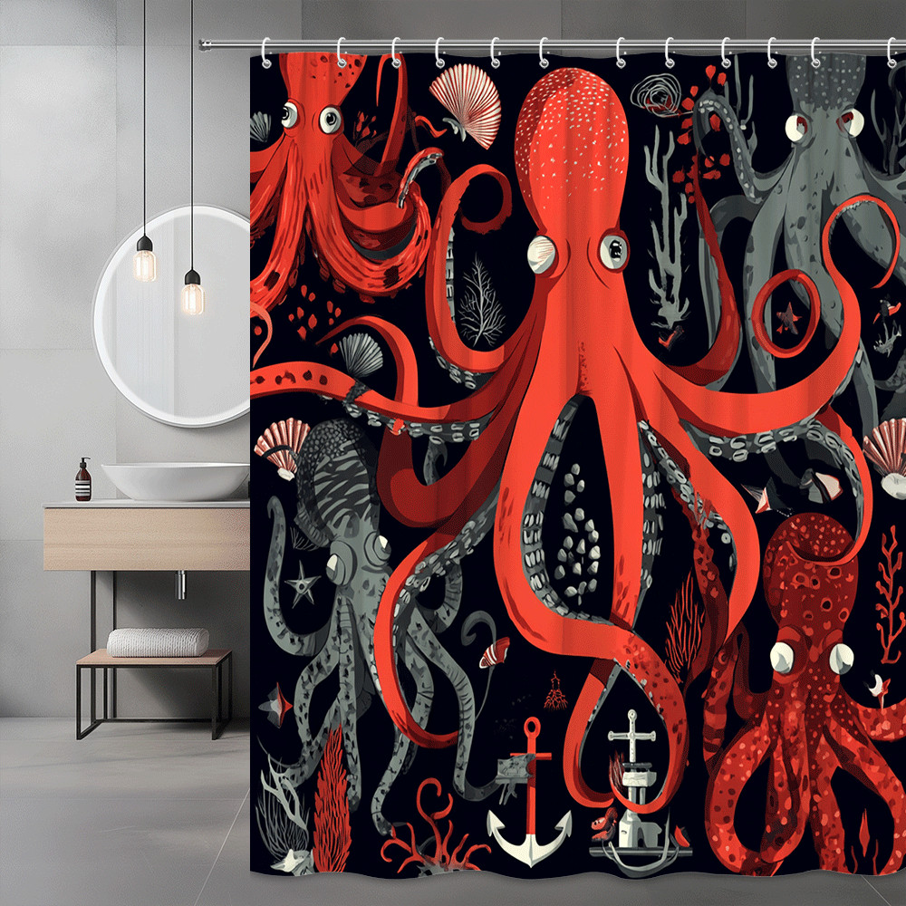 Octopus Shower Curtain Nautical Ocean Print