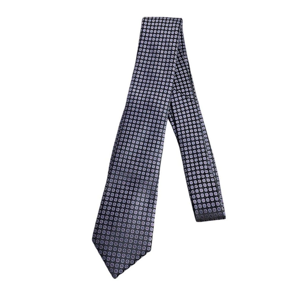 Bill Blass Black Floral Purple Print Mens Business Tie