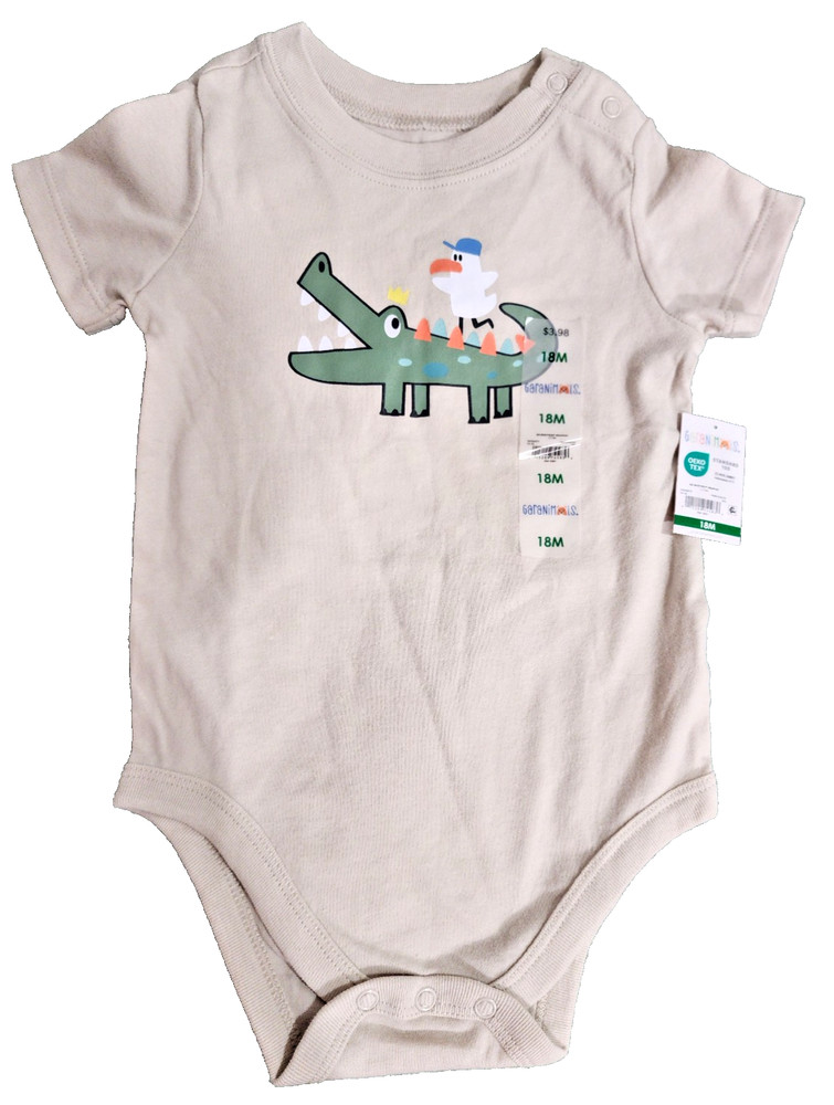 Garanimals Boys 18 mos Beige bodysuit w/alligator king NEW WITH TAGS