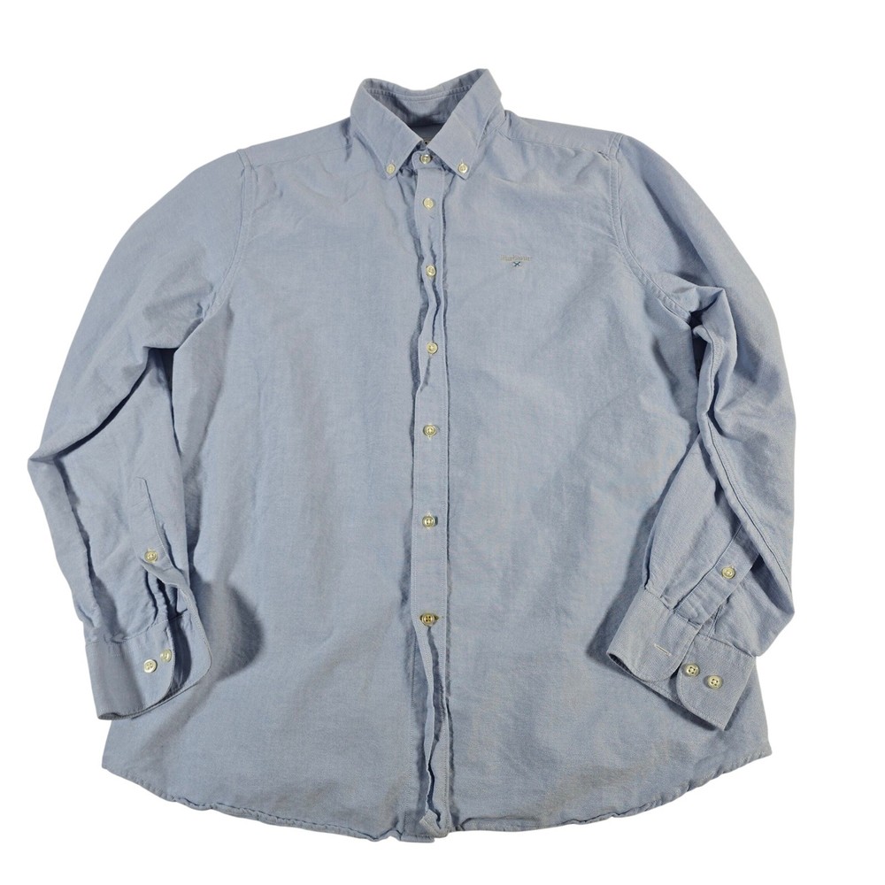 Barbour Tailored Fit Oxford Button Down Shirt Mens Light Blue Long Sleeve S