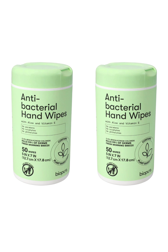 Biopure Plant Based Anti-Bacterial Hand Wipes with Aloe & Vitamin E