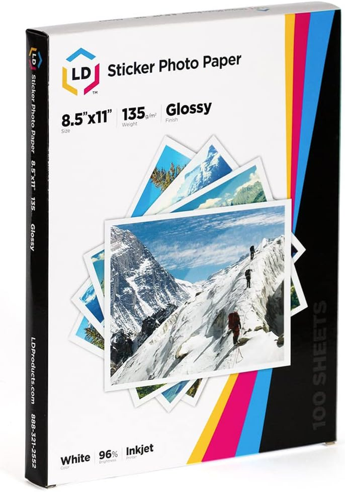 Products Glossy Inkjet Photo Sticker Paper (8.5X11) 100 Sheet Bulk Pack - High R