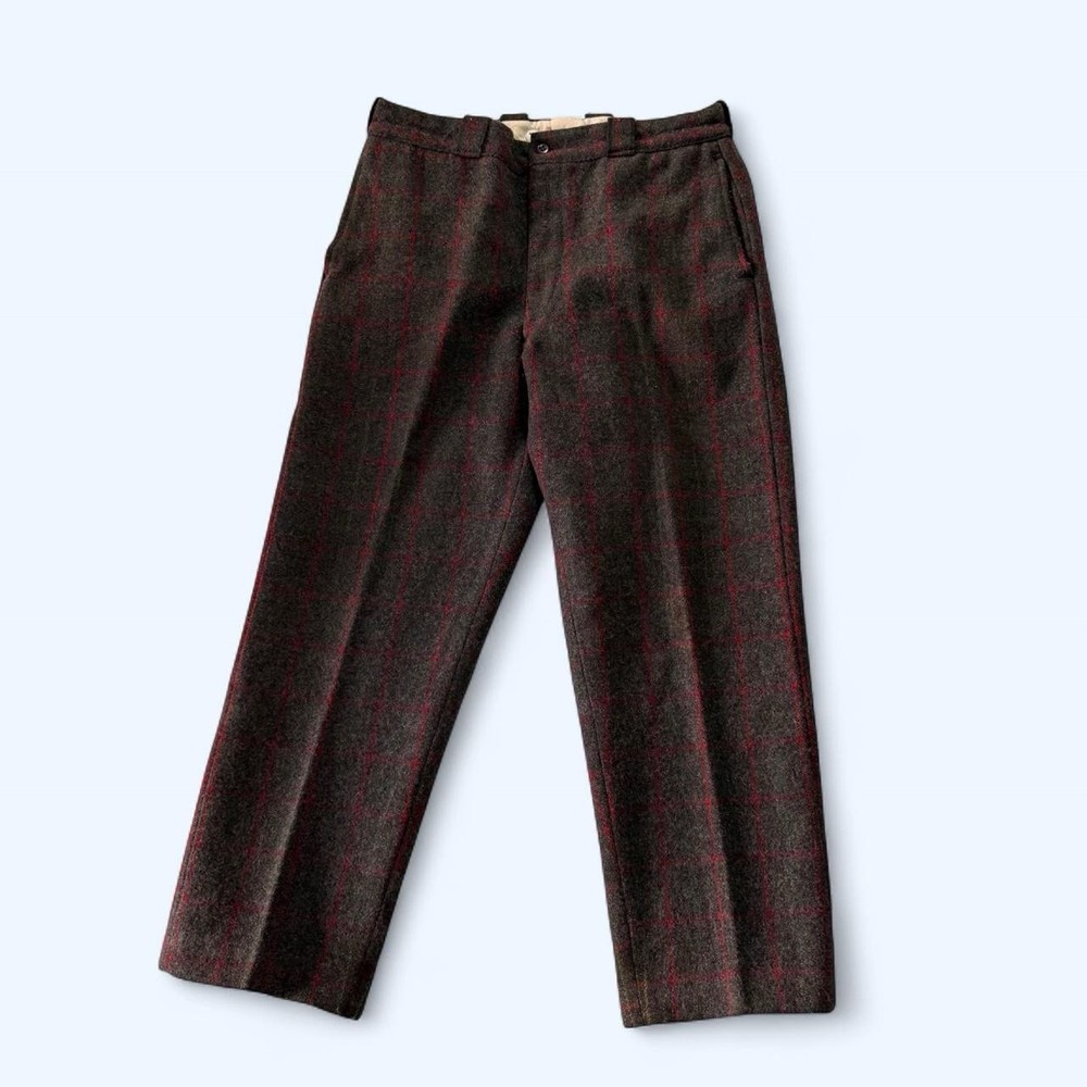 Vtg Malone plaid check heavyweight heavy wool hunting pants 28 X 28