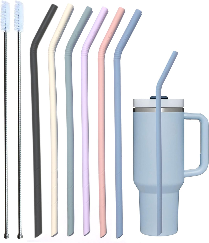 14” Flexible Silicone Replacement Straw for 40oz Stanley Cup, Durable & Reusable