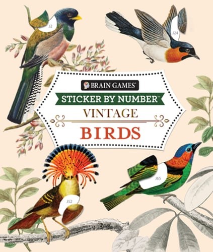 Brain Games - Sticker by Number - Vintage: Birds (28 Images to Sticker): Used