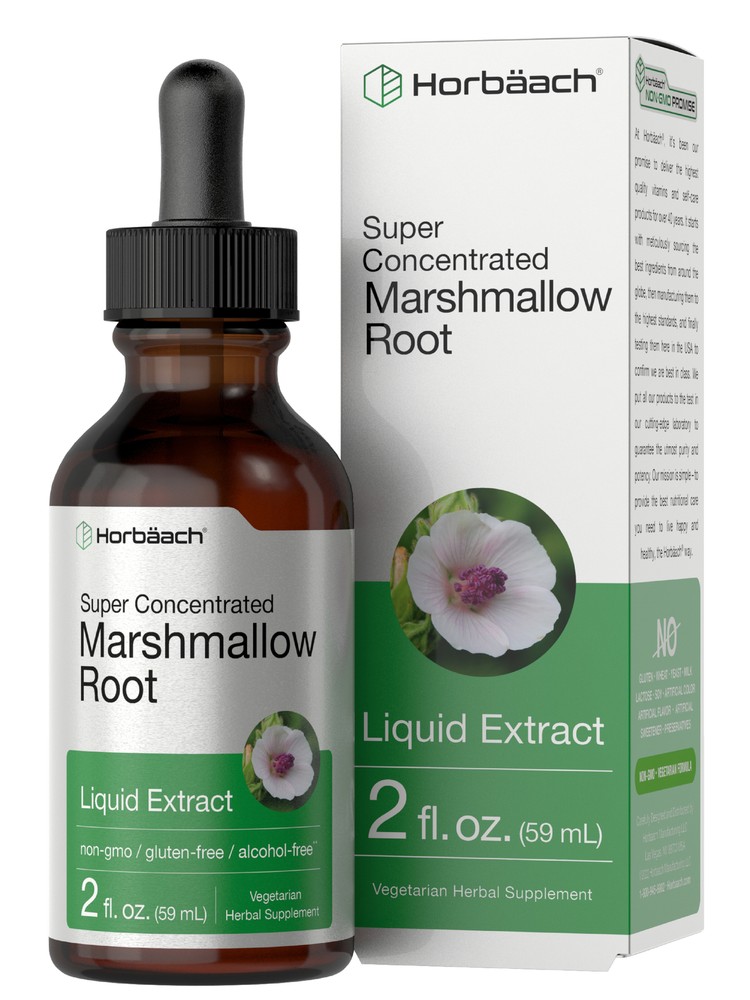 Marshmallow Root Liquid Extract 2 fl oz | Alcohol Free, Vegetarian | by Horbaach