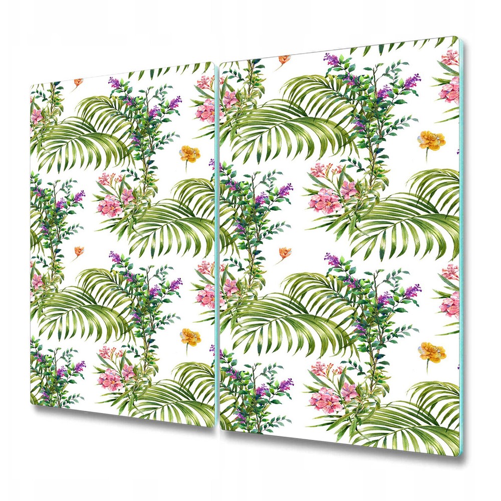 Serving Chopping Board Glass Tropical leaf Palm leaf flowers Floral print