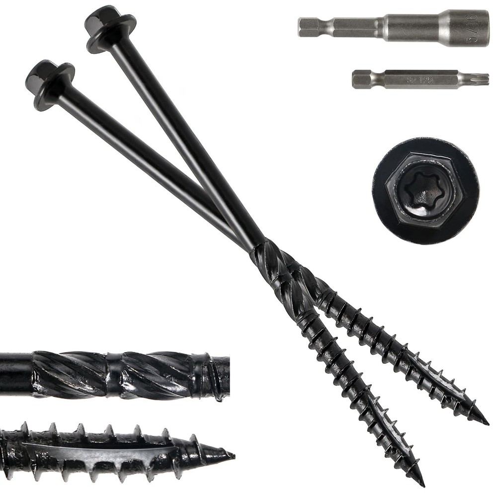6-inch Hex Head Wood Screws 50 Pack Rust Resistant Landscaping
