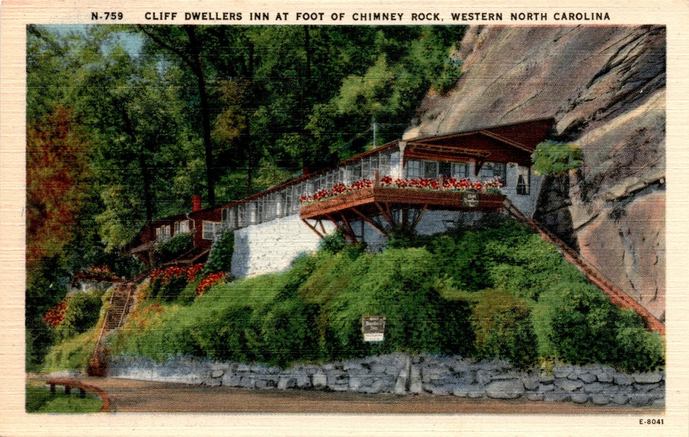 CLIFF DWELLERS INN, CHIMNEY ROCK, WESTERN NORTH CAROLINA, Postcard