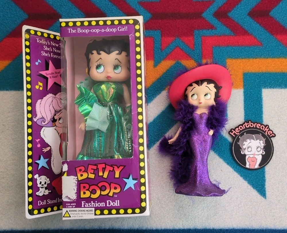 Betty Boop Fashion Doll Lot 3 Vintage 1986 Statue 2004 Iron On Patch