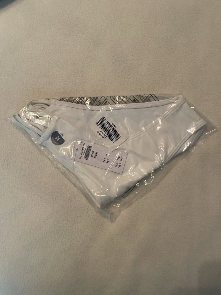 NWT Hollister Bikini Bottoms White Cheeky Cut – Size Medium – Swimwear