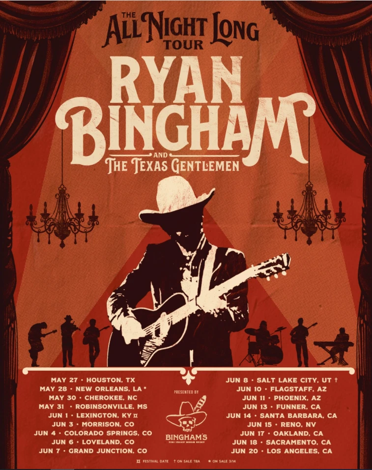 Ryan Bingham The All Night Long Tour 2025 Poster - Fan Gift & Home Decor