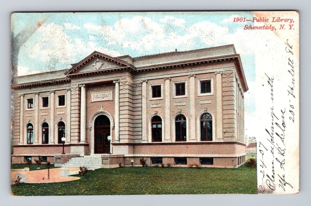 Schenectady NY-New York, Public Library, Antique, Vintage c1907 Postcard