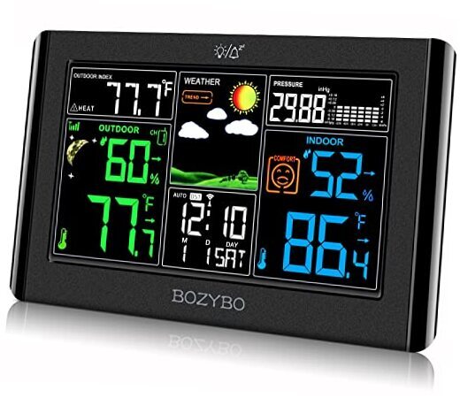 Weather Station Wireless Indoor Outdoor Thermometer: Digital Weather Black