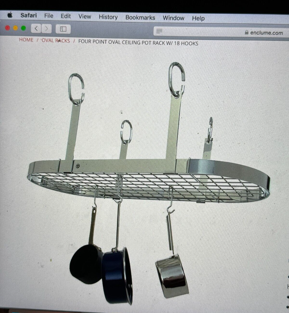 ENCLUME ® top-of-the-line PR14 discontinued RARE heavy CHROME pot rack 41.5 in.