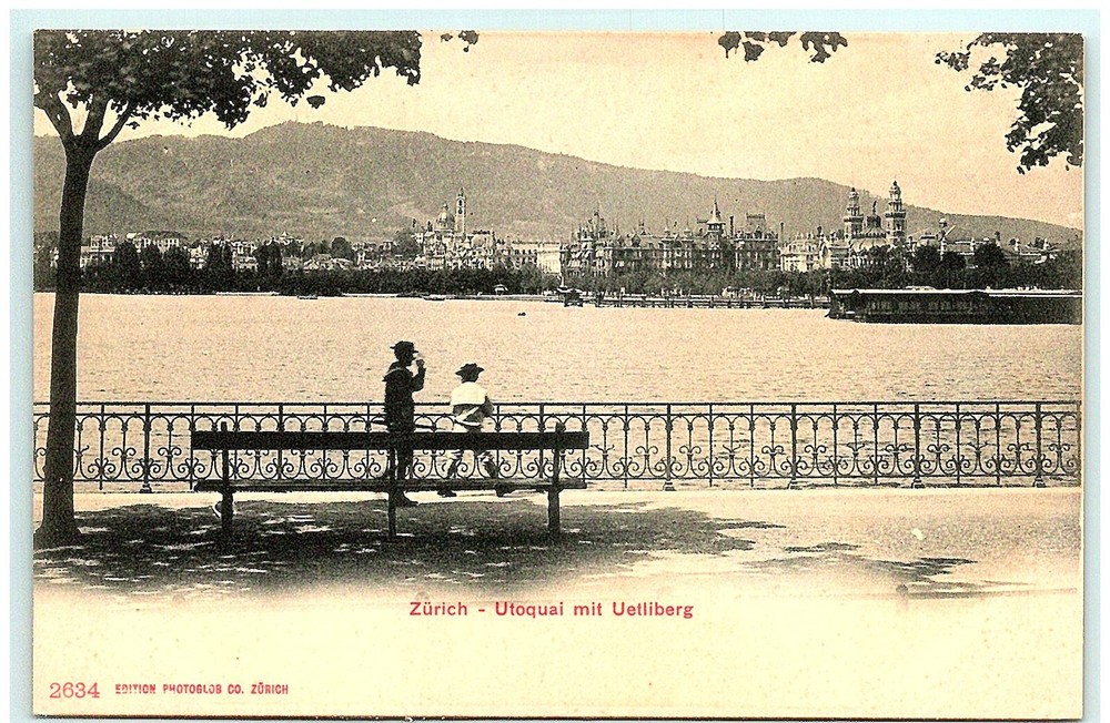 S04-1232, Zurich, Utoquai Mit Uetliberg, Antique Postcard
