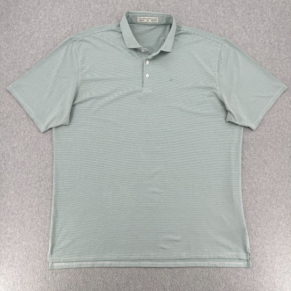 Holderness & Bourne Shirt Men's 2XL Green Stripe Short Sleeve Stretch Golf Polo
