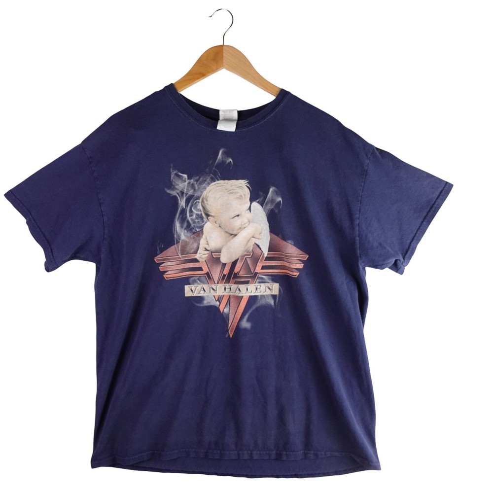 Van Halen 1984 Angel Graphic T-Shirt Mens XL Navy Blue Rock Band Tee Gildan