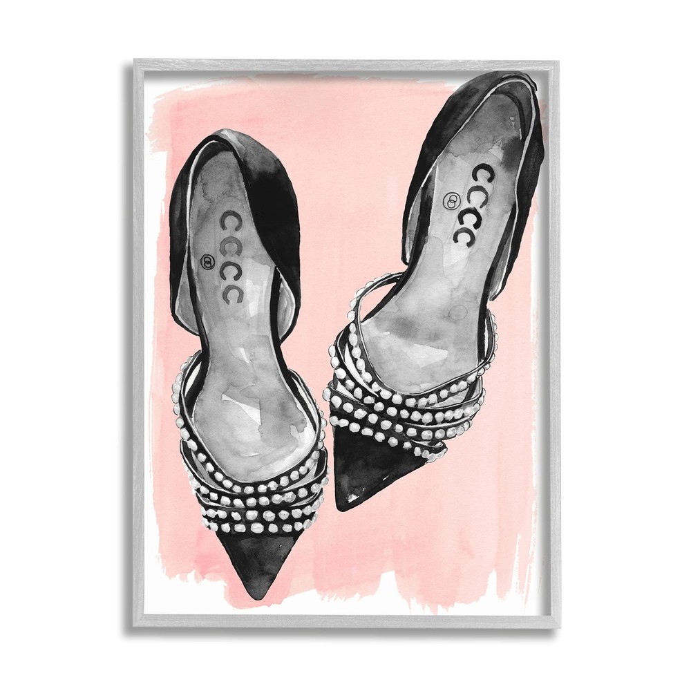 Glamorous Black Heel Shoes by Jennifer Paxton with Pink Accents