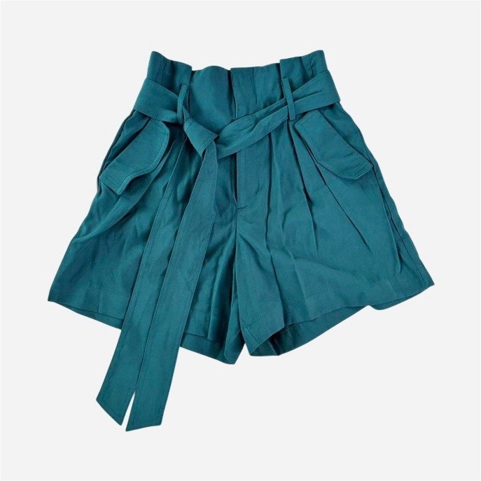 “A New Day” Paperbag Belted Pleated Teal Women's High Waisted Shorts Size 2