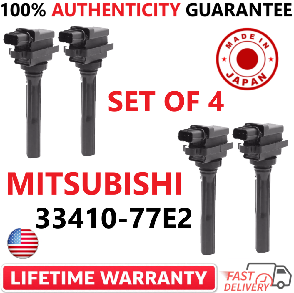 Set of 4 OEM MITSUBISHI Ignition Coils For 1998-2007 Suzuki I4 V6, 33410-77E2