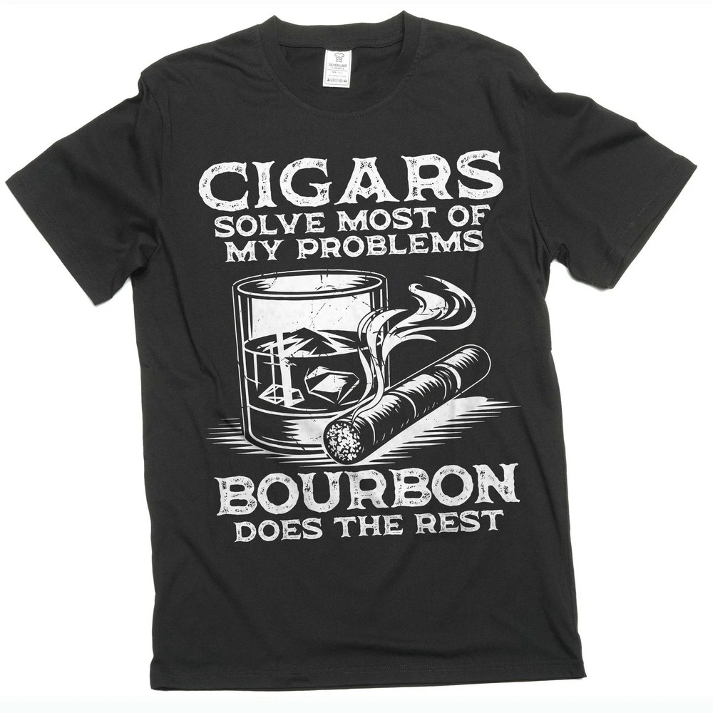 Men's Funny Cigars and Bourbon T-shirt Father's day tee gifts cigar t-shirt sale