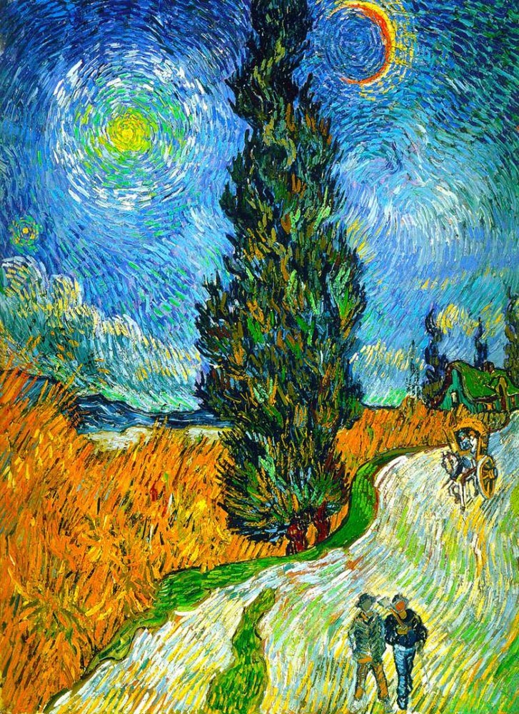 Vincent Van Gogh *FRAMED* CANVAS ART Road with Cypresses 16