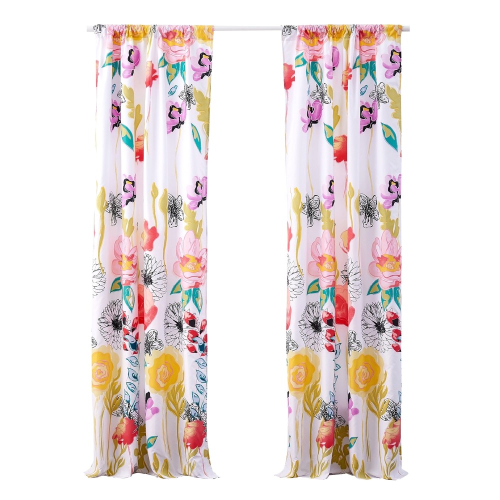 Minsk 84 Inch Window Two Panel Curtains, Bright Flower