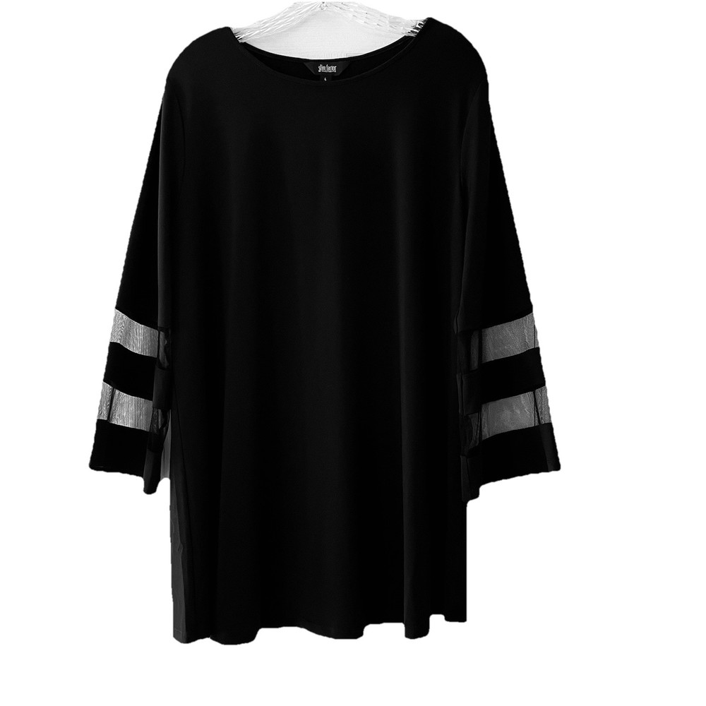 Slim Factor by Investments Women’s Size Large Black Mesh Sleeve Tunic Top Shirt