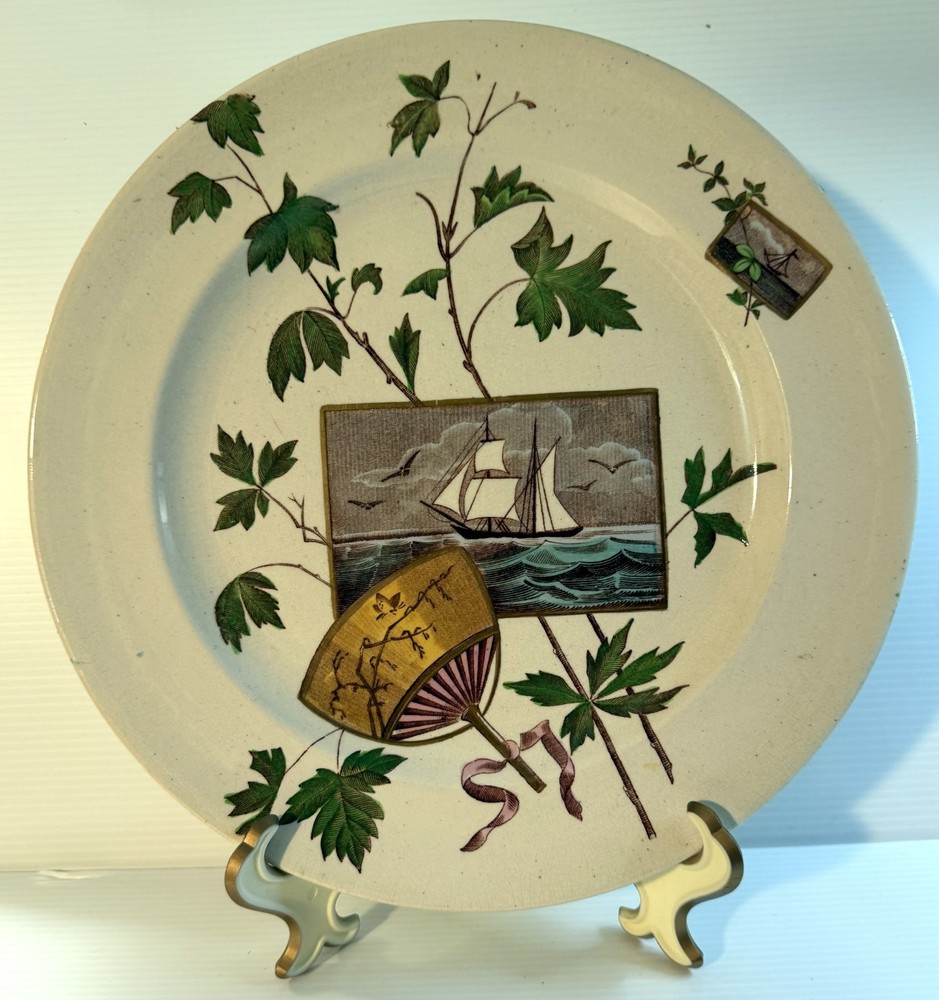 H & K Late Wedgwood Aesthetic Japonesque Polychrome Earthenware Plate  1882