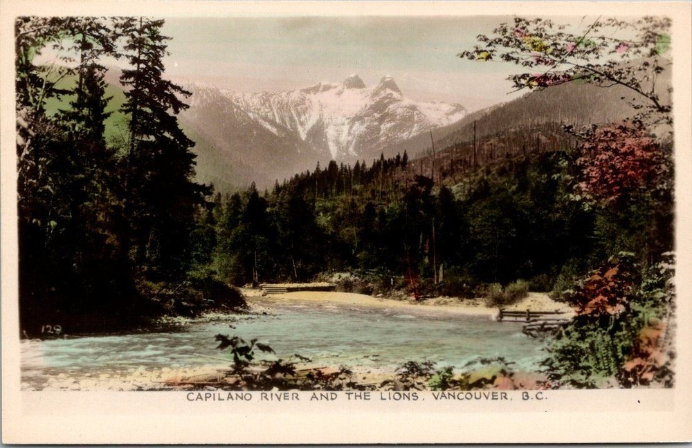 Vintage Capilano River & The Lions Vancouver BC Postcard Gowen Sutton