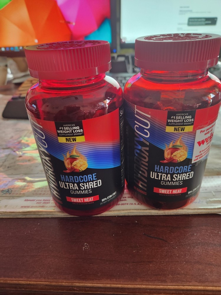 2 Pack Hydroxycut Hardcore Ultra Shred Gummies Sweet Heat 60 Ct Exp 5/2025+