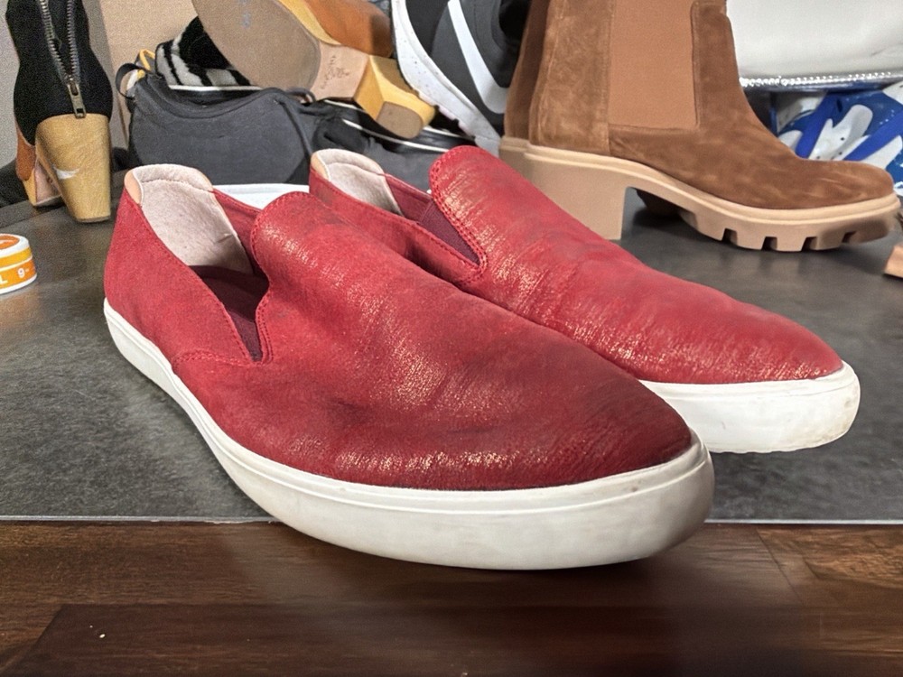 Mark Nason Los Angeles Red Distressed Leather Slip On Sneakers Mens Size 9 Shoes
