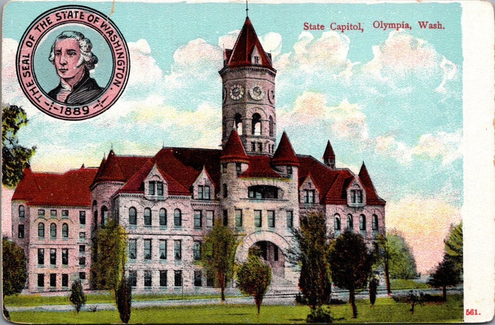 Vintage State Capitol Olympia Washington Postcard C. E. Wheelock Germany