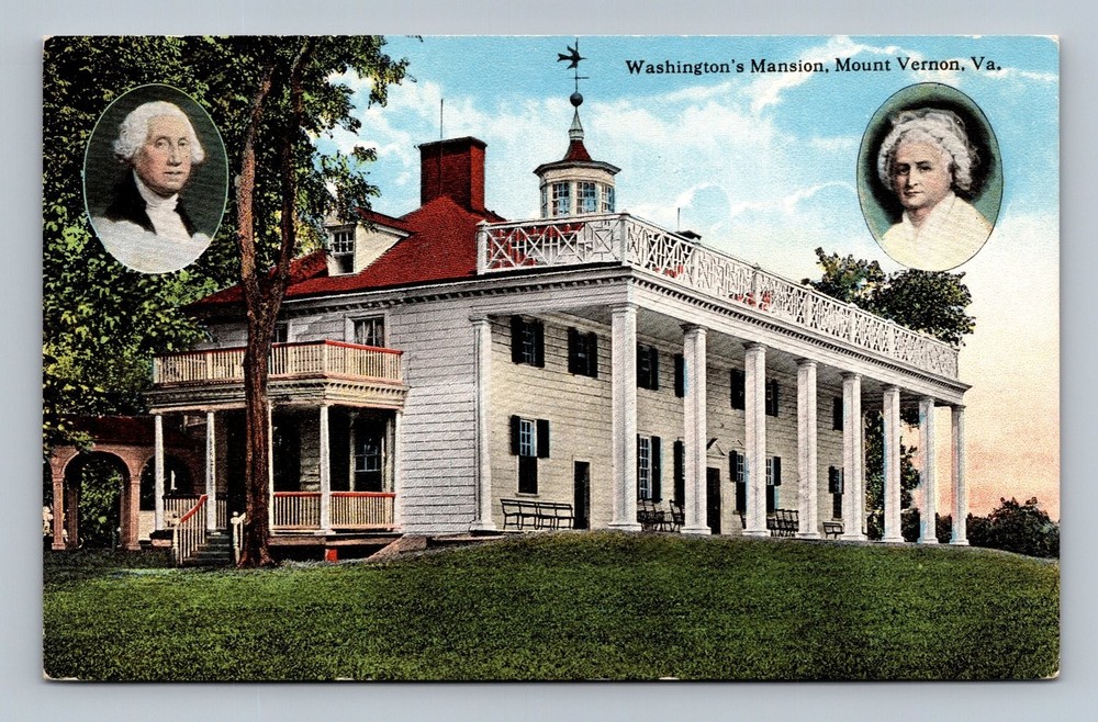 Vintage Washington's Mansion Mount Vernon VA Linen Postcard BSR Co.