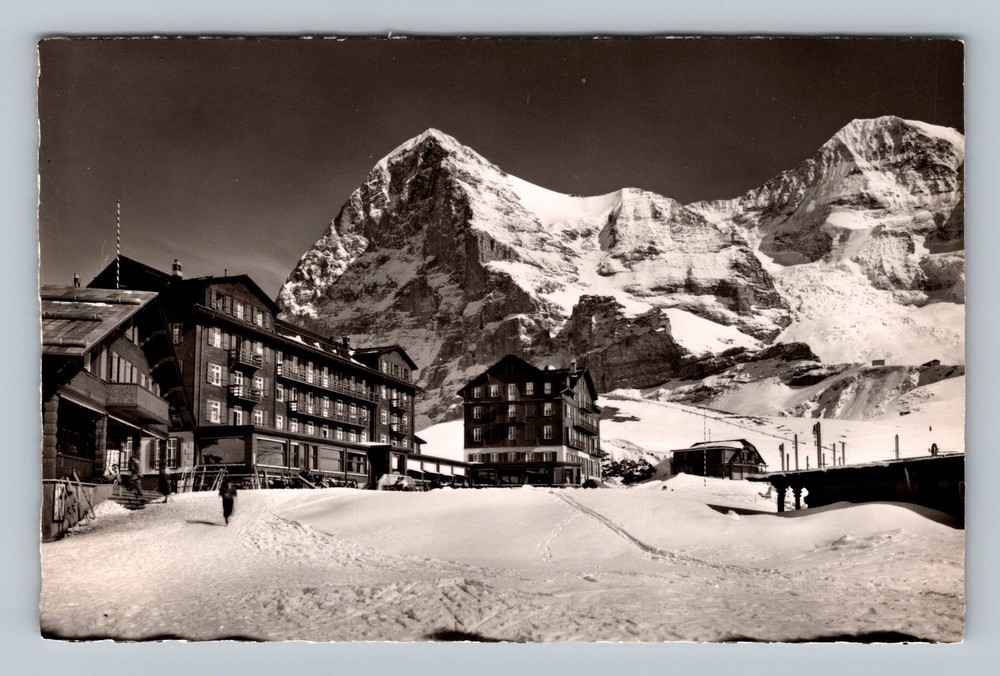 Switzerland- Kleine Scheidegg Mount Eiger & Mount Monch Old PC Vintage Postcard