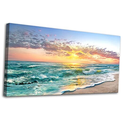 Beach Ocean Wall Art Pictures for Living Room - Canvas 20x40 inches Color A