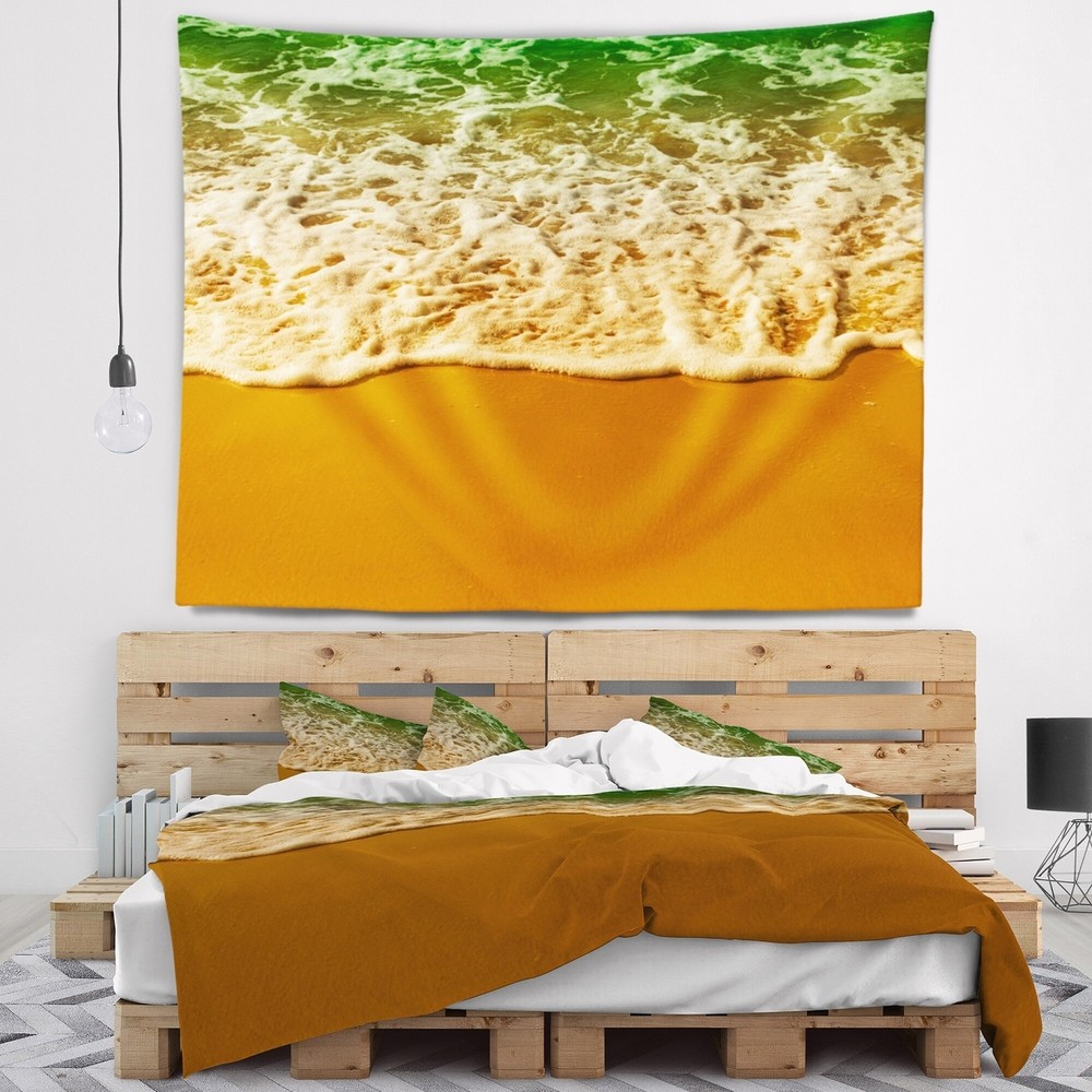 Designart 'White Waves from Green Beach Waters' Seascape  Small