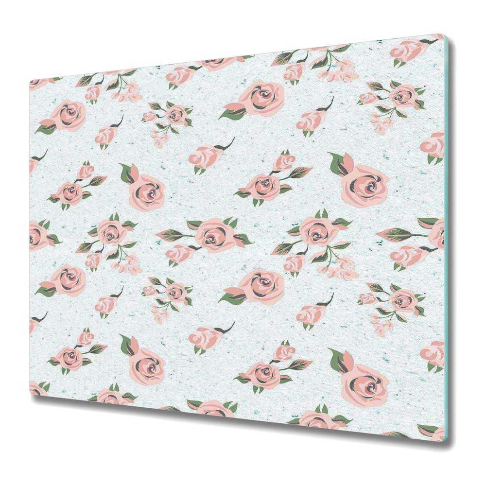 Glass Induction Ceramic Hob Cover Pastel Flowers Floral Watercolour 60x52