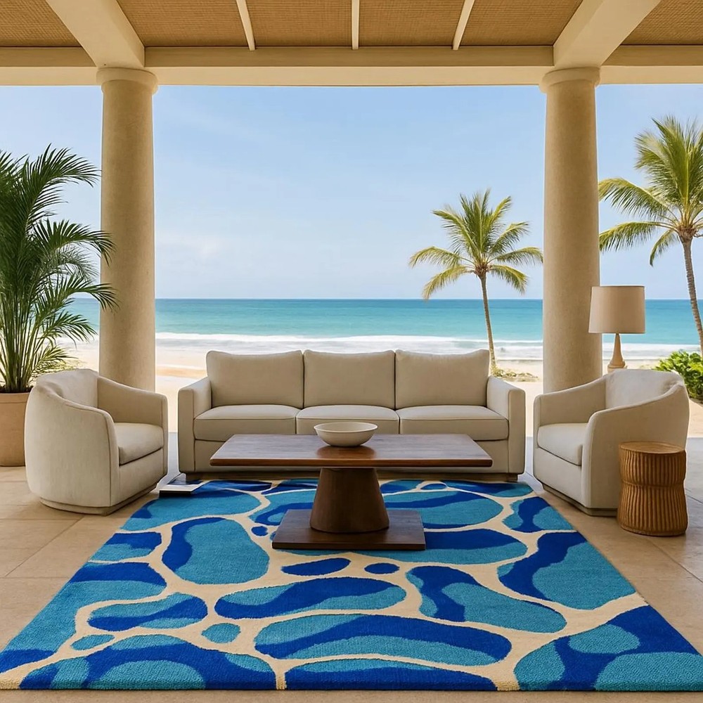Hand Tufted Wool  Modern Abstract Geometric Carpet – Soft Wool Floor Area Rug –