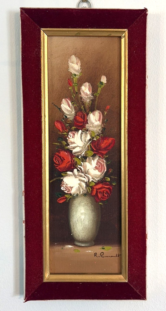 Vintage Roy Pasanault Original Floral Still Life Oil Painting Signed Framed