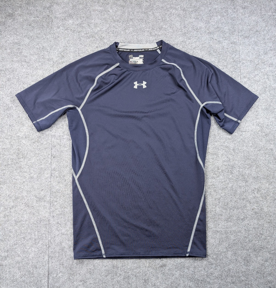 Under Armour Compression Shirt Mens Large Heat Gear Athletic Base Layer Blue Gym