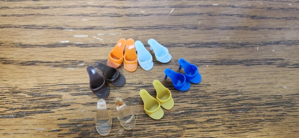 Vintage PONYTAIL  Barbie  Open Toe Heels  Japan 1960s ~ WOW 6 PAIR ~HTF ~COLORS